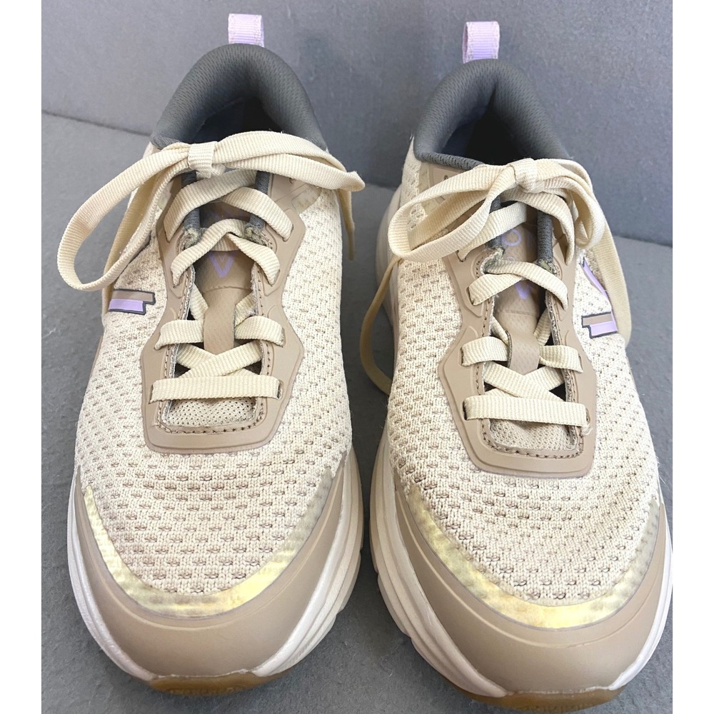 Vionic Womens 6.5 Walk Max II Sneakers Cream Tan Purple Lace Up Orthotic Support